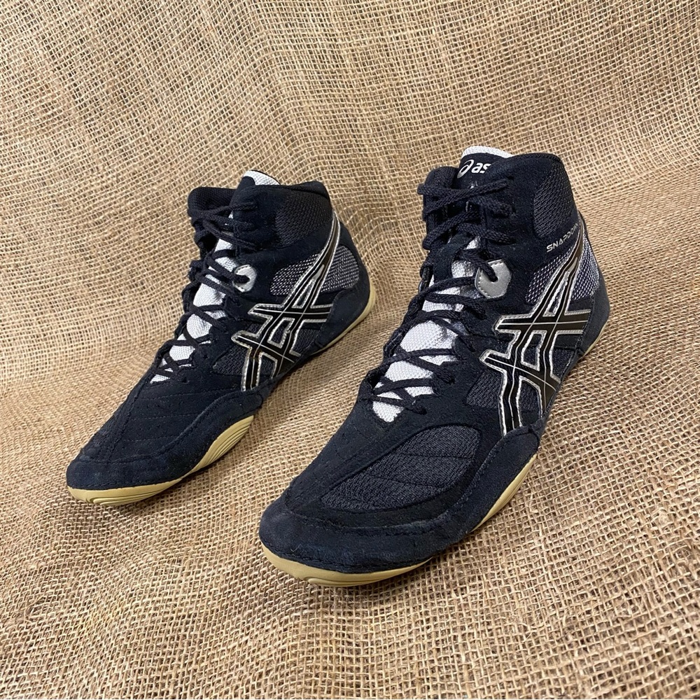 Asics Wrestling Shoes Snapdown Black Lace Up Sneakers… Gem